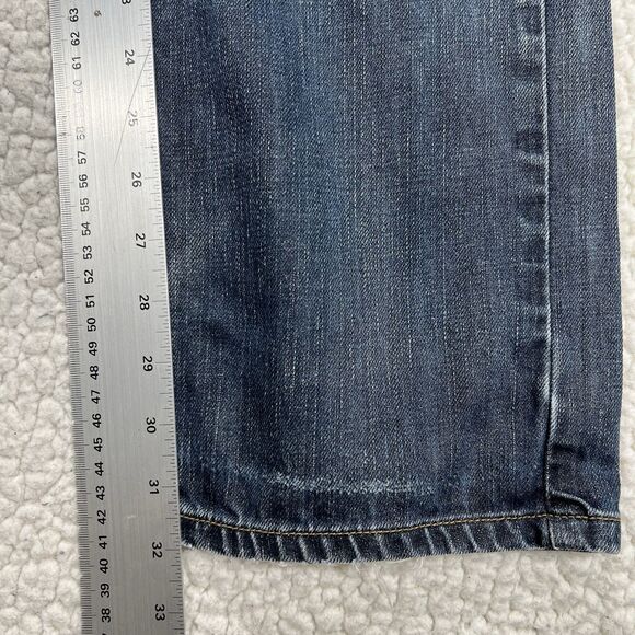ZARA Jeans Men’s 31x32 Blue Distressed Denim Whiskering Skull Patch Grunge Punk - Picture 11 of 13